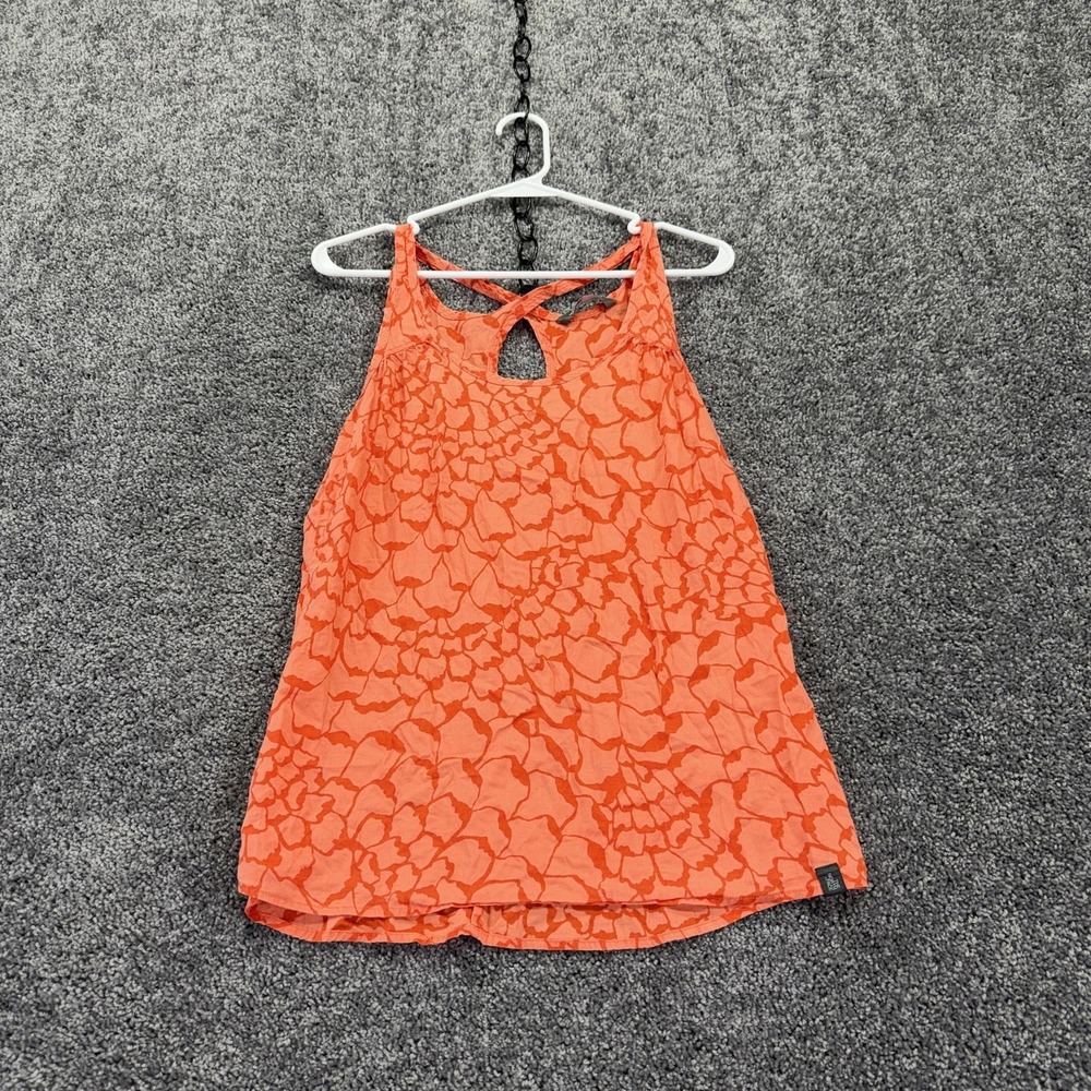 The North Face Tank Top Womens M Orange Floral Keyhole Camisole Lightweight